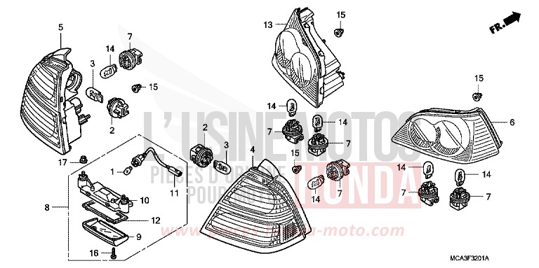 FEUX COMBINES ARRIERE (GL18006/7/8) de Gold Wing BILLET SILVER METALLIC (NHA27) 2006